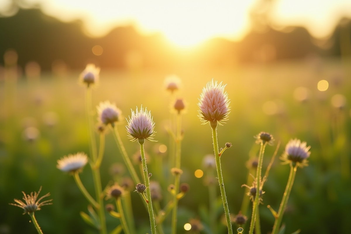 Fleurs sauvages matinales en plein air sans mauvaises herbes naturelles